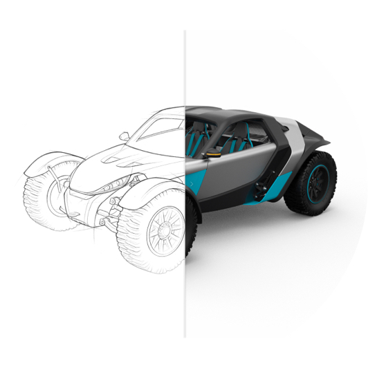 DEE car graphic and sketch